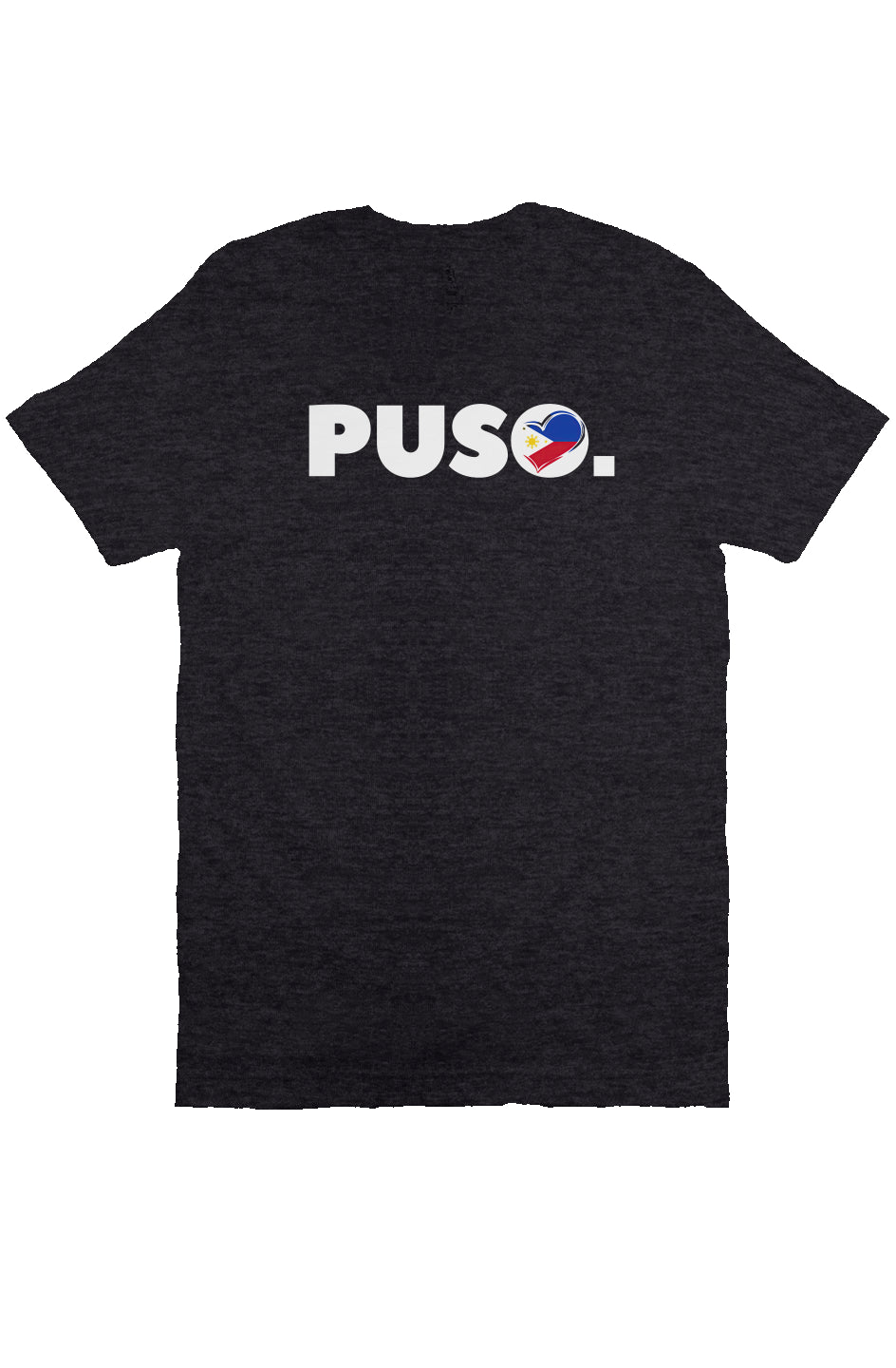 PUSO Word Logo Tee in Black with Philippine Flag Heart