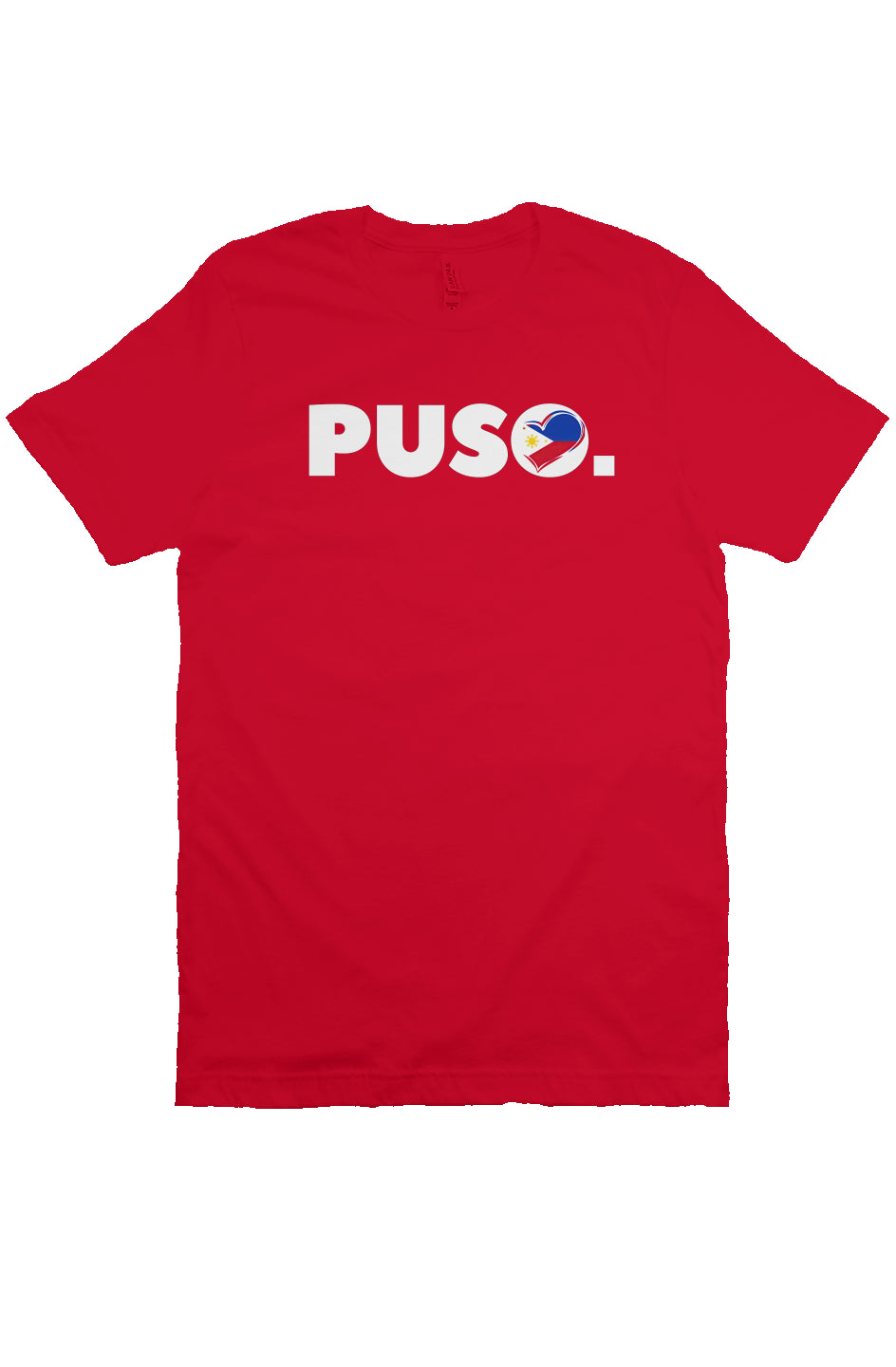 PUSO Word Logo Tee in Red with Philippine Flag Heart
