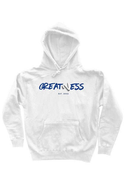 "GreatNess" Heavyweight Hoodie Dukie Blue | White